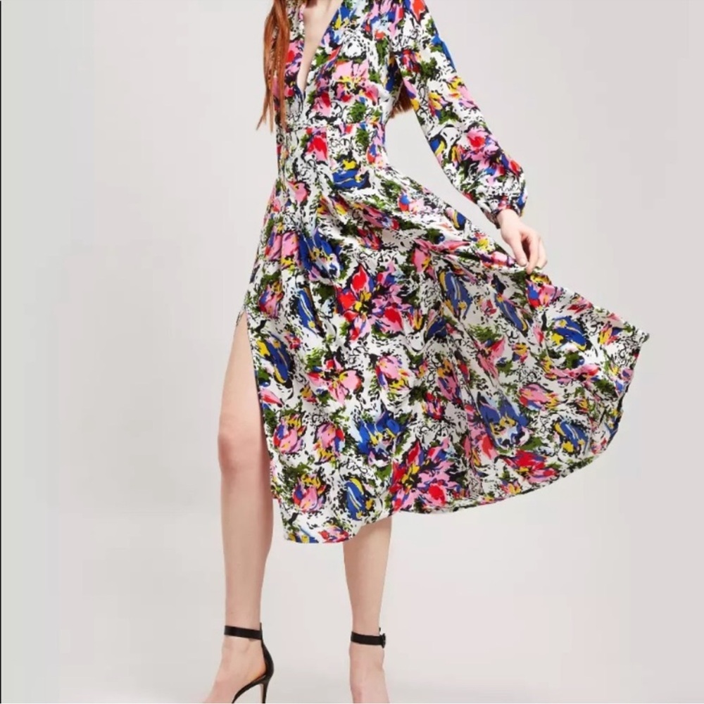 RIXO LONDON camellia silk floral midi dress